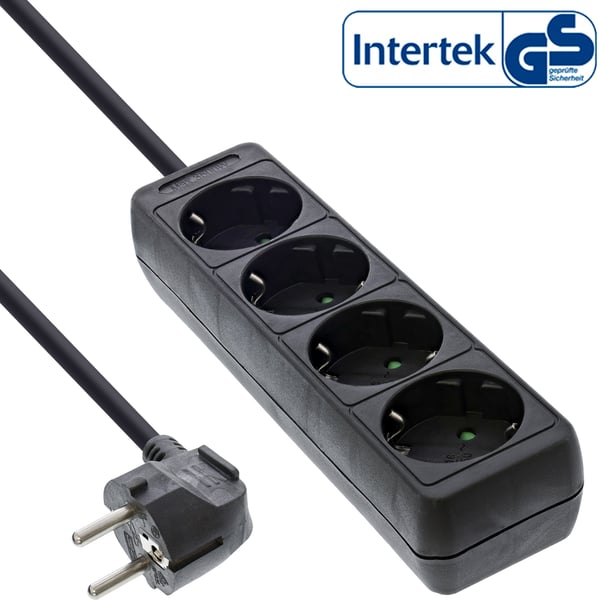 InLine 16441E stikdåse 1,5 m 4 AC stikkontakt(er) Sort