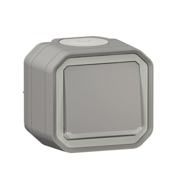 NY PLEXO 55 Enpolet afbryder med belysning komplet overflademonteret 10A - 250V AC grå 069722L