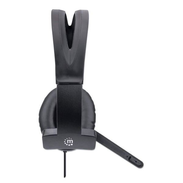 MANHATTAN Mono USB-headset, over-ear design, enkelt ørekop, kablet, USB-A-stik, integreret lydstyrkekontrol, justerbar mikrofon, sort (179874)