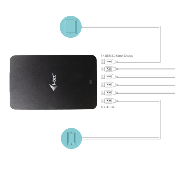 i-tec CHARGER6P52W oplader til mobil enhed Universel Sort Vekselstrøm Hurtig opladning Indendørs