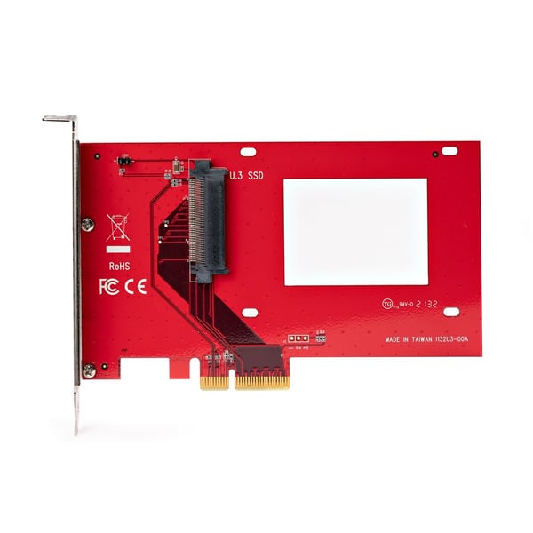 StarTech.com U.3 till PCIe-kortadapter, PCIe 4.0 x4-adapter för 2,5-tums U.3 NVMe SSD-enheter, SFF-TA-1001 PCI Express-tilläggskort för stationära datorer/servrar, TAA-kompatibel - OS-oberoende