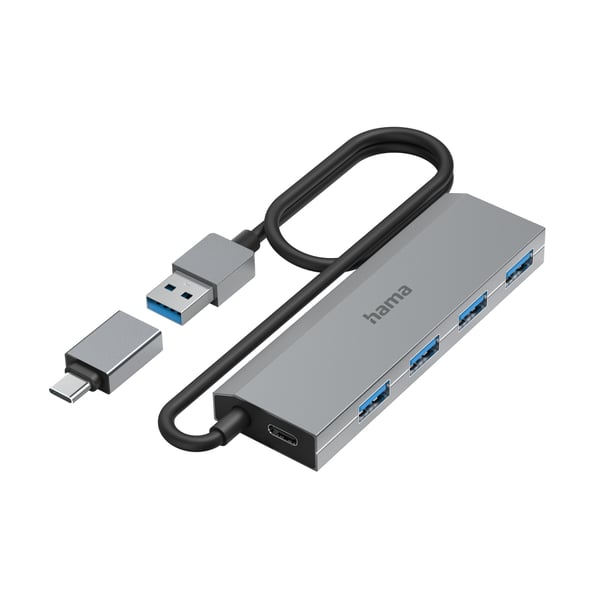 Hama 00200138 gränssnittshubbar USB 3.2 Gen 1 (3.1 Gen 1) Type-A + Type-C 5000 Mbit/s Antracit, Grå