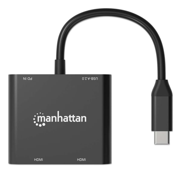 Manhattan USB-C PD - Dual-HDMI-monitorisovitin 4K 60 Hz - Sovitin - Digitaalinen/data