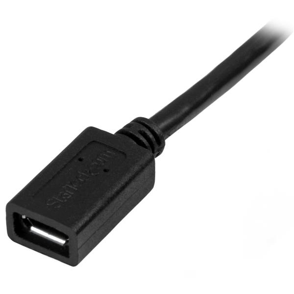 StarTech.com USBUBEXT50CM USB-kabel USB 2.0 0,5 m Micro-USB B 0,48 Gbit/sek. Sort