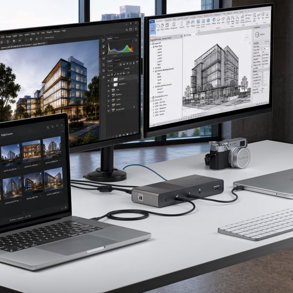 StarTech.com 206UE-TB5USB4DOCK dockingstation Ledningsført Thunderbolt 5 Sort, Grå