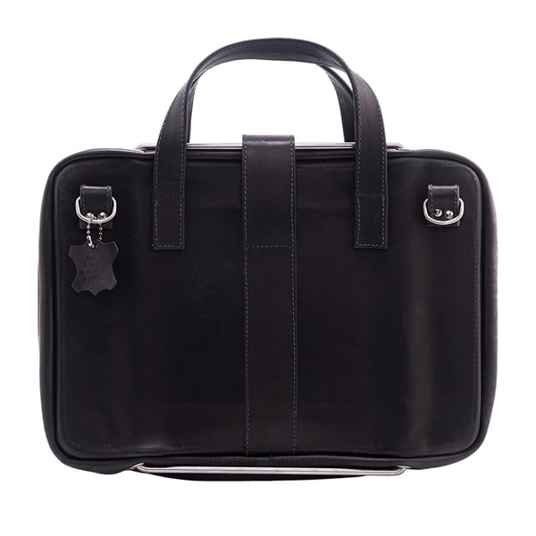 R-Go Tools R-Go Viva-laptoptaske, fuldkornet læder, ergonomisk med integreret laptopstativ, socialt produkt, til 15,6 tommer, sort