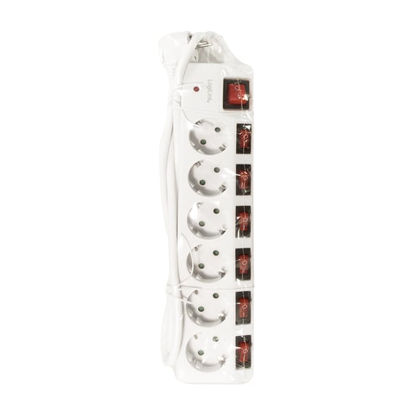 LogiLink LPS250 jatkojohto 1,5 m 6 AC-pistorasia(a) Sisätila Valkoinen
