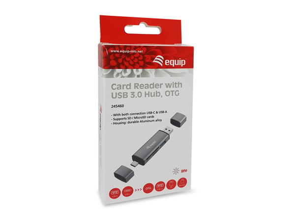 Equip 245460 kortinlukija USB 3.2 Gen 1 (3.1 Gen 1) Type-A/Type-C Harmaa