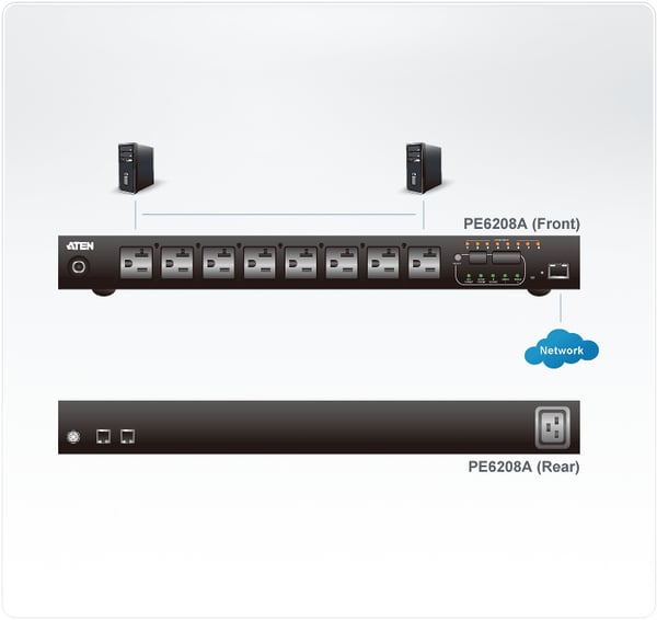 ATEN PE6208G strømforsyningsenhed (PDU) 8 AC stikkontakt(er) 1U Sort