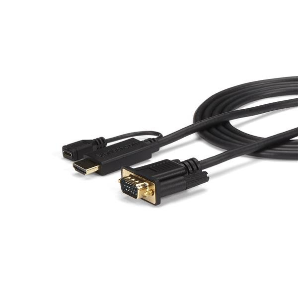 StarTech.com HD2VGAMM3 videokaapeli-adapteri 0,9 m VGA (D-Sub) HDMI + Micro USB Musta
