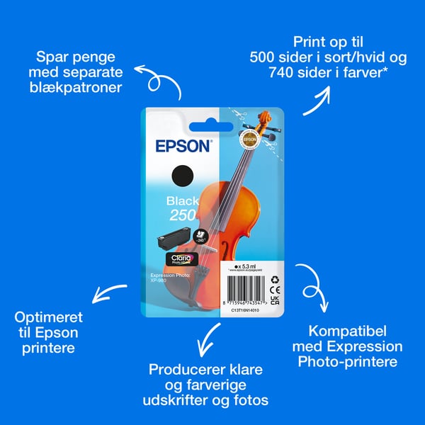 Epson Enkeltpakke, sort 250 Violin Claria Photo HD-blæk