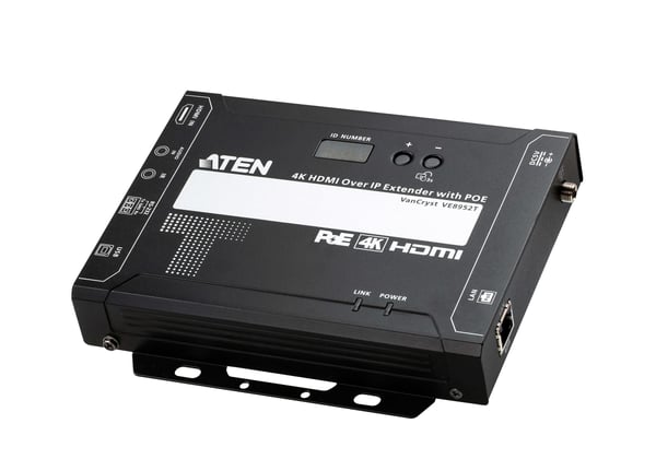 Aten 4K HDMI over IP -lähetin PoE-virransyötöllä, USB-oheislaitetuen sekä IR / RS-232 / Ethernet (WebGUI) -ohjauksen ja ketjutettavuuden kera