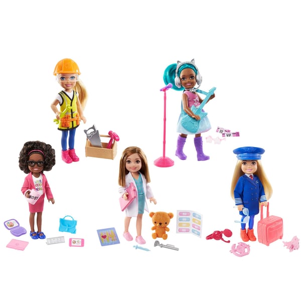 Barbie Chelsea Can Be… -nukke- ja tarvikepakkaukset, ura-aiheiset pikkunuket
