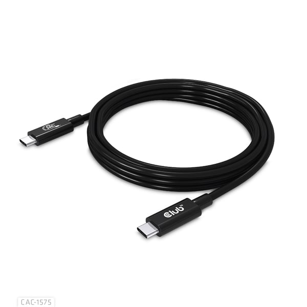 CLUB3D CAC-1575 USB-kablar USB4 Gen 2x2 2 m USB C 20 Gbit/s 240 W Svart