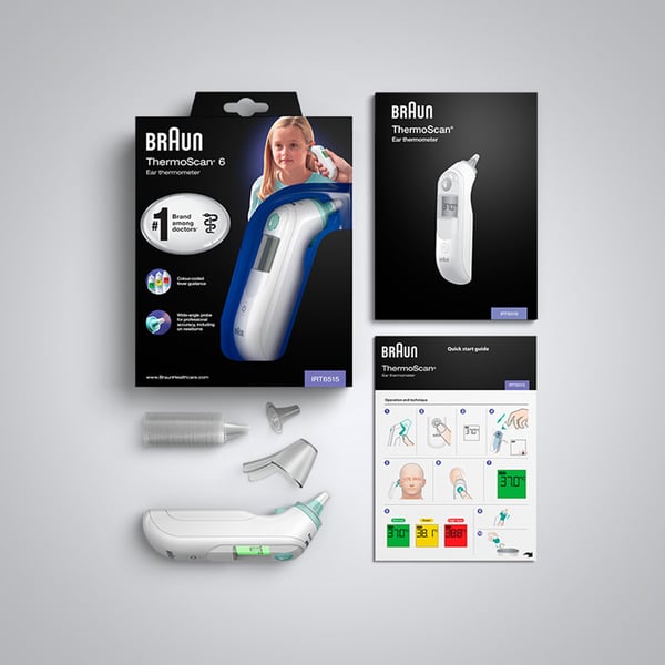 Braun ThermoScan 6 Kontakttermometer Vit Öra Knappar
