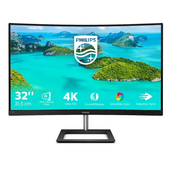 Philips E Line 328E1CA/00 platta pc-skärmar 80 cm (31.5") 3840 x 2160 pixlar 4K Ultra HD LCD Svart