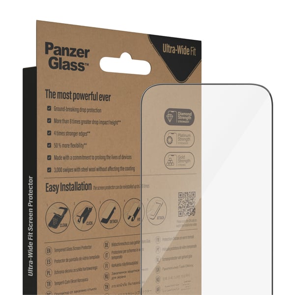 PanzerGlass ® Skærmbeskyttelse iPhone 14 Pro | Ultra-Wide Fit m. EasyAligner