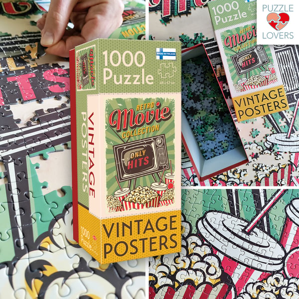Tactic Puzzle Lovers Vintage Posters Retro Movie Collection 1000 pcs puzzle