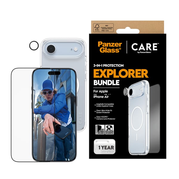 PanzerGlass ® | CARE by ® 3-in-1 Flagship Explorer Bundle iPhone Air Genomskinligt skärmskydd Apple 1 styck