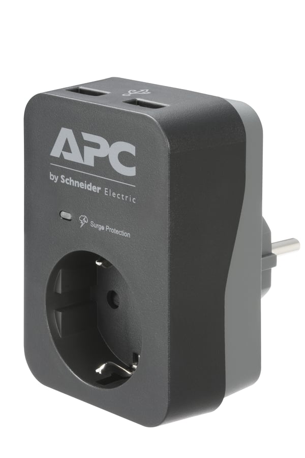 APC PME1WU2B-GR overspændingsbeskytter Sort, Grå 1 AC stikkontakt(er) 230 V