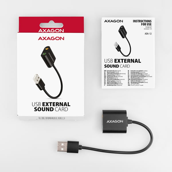 Axagon ADA-12 USB 2.0 Stereo Audio Mini-Adapter 15 cm Kabellänge - Kabel - Audio/Multimedia 2.0 kanavaa