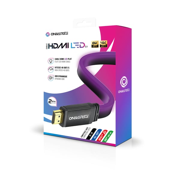 Oniverse ONICAB2-HDMILED-PRPL HDMI-kabel 2 m HDMI Type A (Standard) Lilla