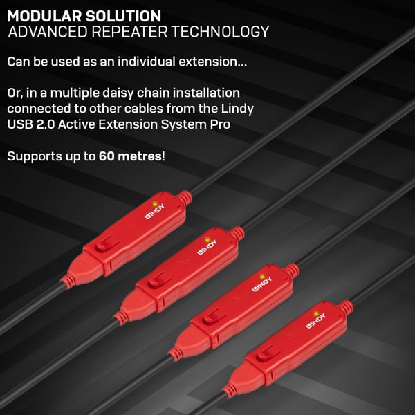 Lindy 42782 USB-kabel USB 2.0 12 m USB A 0,48 Gbit/sek. Sort