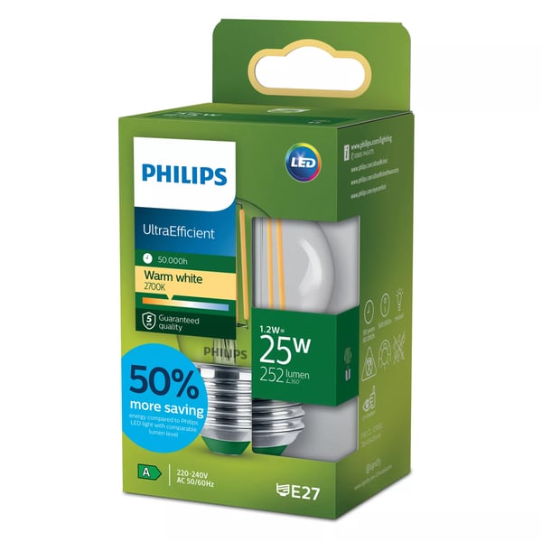 Philips Filament kronepære, klar 25 W P45 E27