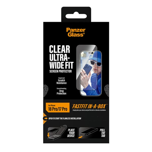 PanzerGlass ® Screen Protector iPhone 2026 Pro | 17 Pro | Ultra-Wide Fit w. FASTFIT IN-A-BOX Genomskinligt skärmskydd 1 styck