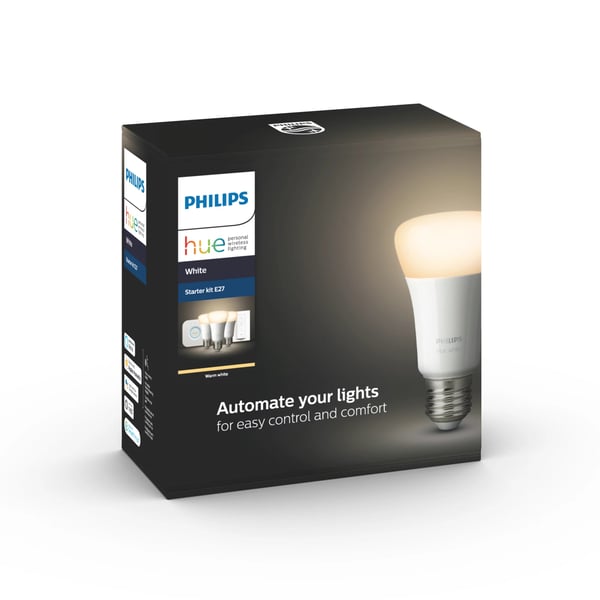 Philips Hue White Startpaket: 3 st E27 smarta ljuskällor (800) + dimmerströmbrytare