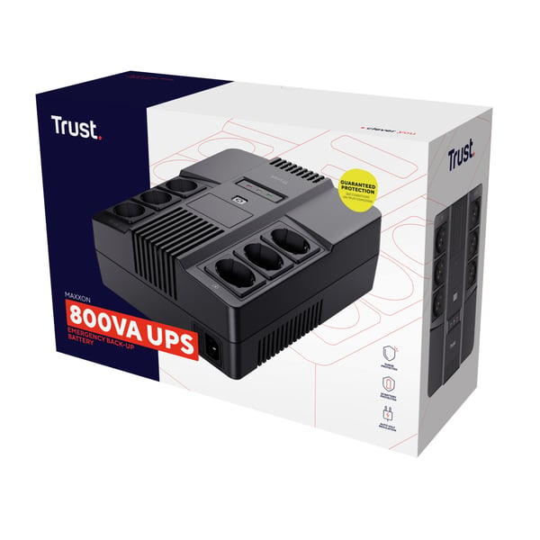 Trust Maxxon UPS-enhed 0,8 kVA 6 AC stikkontakt(er)