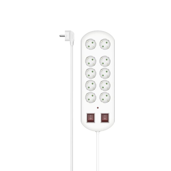 Hama 00223163 förlängningssladdar 2 m 10 AC-utgångar inomhus Vit
