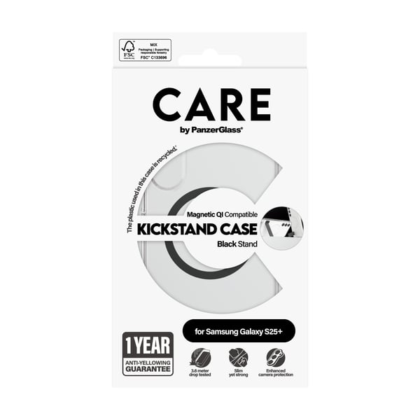 PanzerGlass CARE™ by ® Kickstand Case Transparent m. Qi Samsung Galaxy S25+