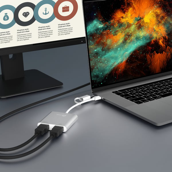 j5create JCA365-N USB-C® till dubbel HDMI™-adapter för flera skärmar