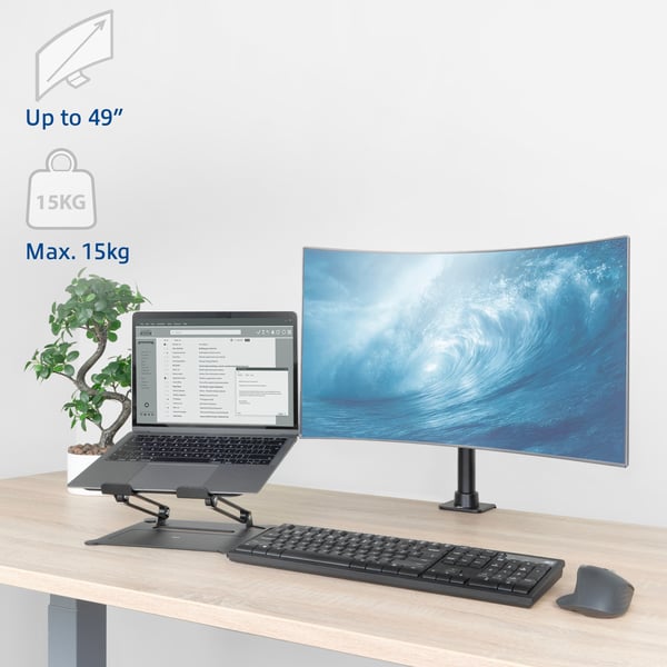 ACT AC8325 skærmbeslag og -stativer 124,5 cm (49") Skrivebord Sort