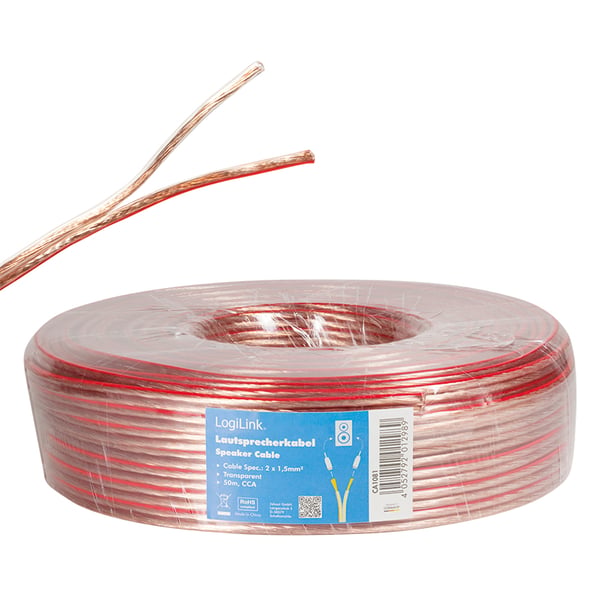 LogiLink CA1081 ljudkabel 50 m Transparent