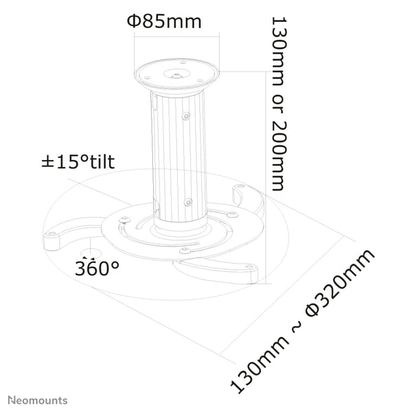Neomounts BEAMER-C80WHITE projektorfästen Tak Vit