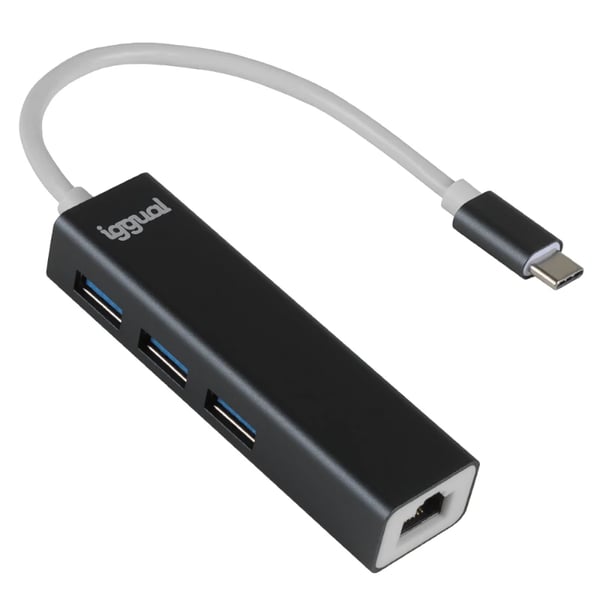 iggual IGG319253 dockningsstationer för bärbara datorer Kabel USB 3.2 Gen 1 (3.1 Gen 1) Type-C Svart