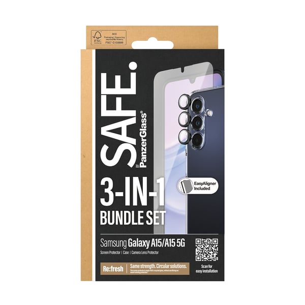 PanzerGlass SAFE. by ® 3-i-1 Pakke Samsung Galaxy A15 | A15 5G