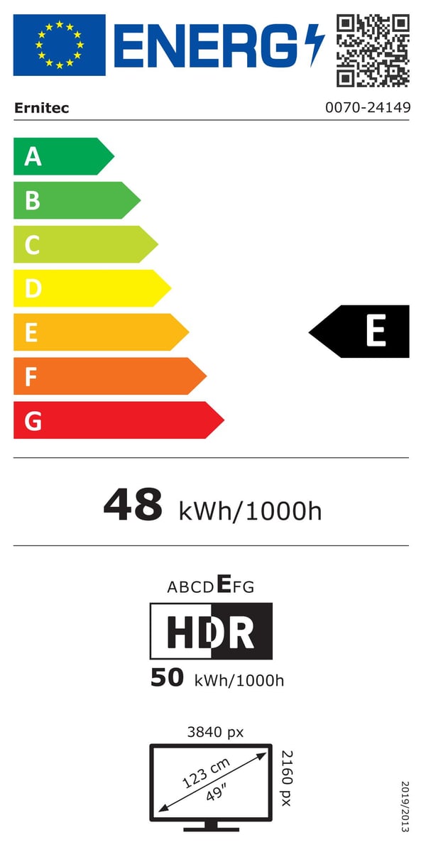 Ernitec 0070-24149 computerskærm 124,5 cm (49") 3840 x 2160 pixel 4K Ultra HD LCD Sort
