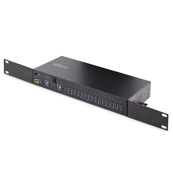 StarTech.com 16-Port Industriell USB 3.0 Hub 5Gbps, Metall, DIN/Yt-/Rackmonterbar, ESD-skydd