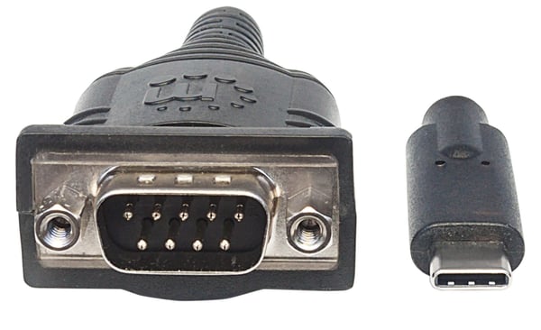 Manhattan 151283 sarjakaapeli Musta, Hopea 0,45 m USB-C Serial/COM/RS232/DB9