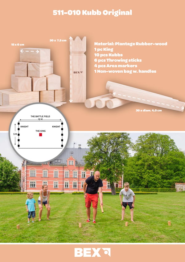 Bex Kubb Original Rød Konge