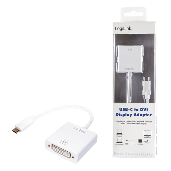 LogiLink UA0245A videokabel adapter 0,14 m DVI USB Type-A Hvid