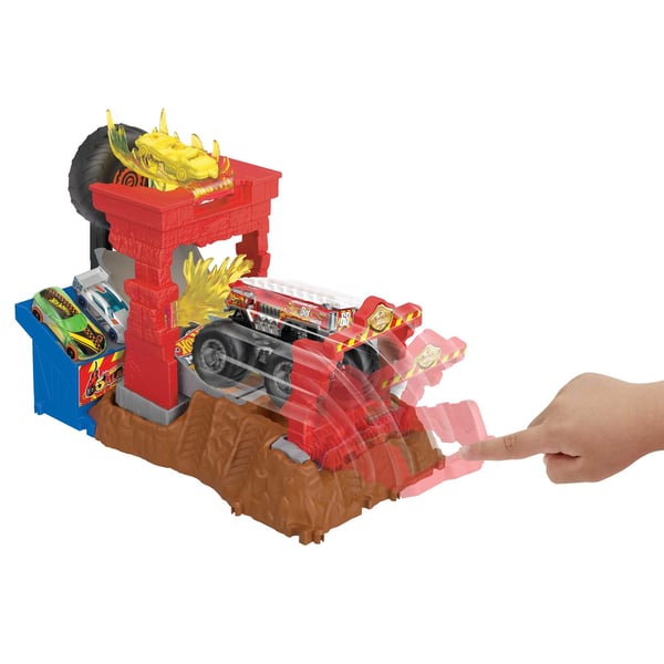 Hot Wheels Monster Trucks Arena Smashers 5-Alarm Fire Crash Challenge-lekset