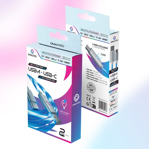 Oniverse ONICAB1-TYPEC2-WHT USB-kabel 2 m Micro-USB A USB C Hvid
