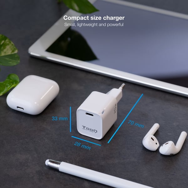 TooQ TQWC-PD20WT oplader til mobil enhed Universel Hvid Vekselstrøm Hurtig opladning Indendørs