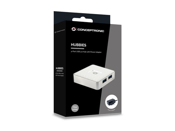 Conceptronic HUBBIES03W gränssnittshubbar USB 3.2 Gen 1 (3.1 Gen 1) Micro-B 5000 Mbit/s Vit