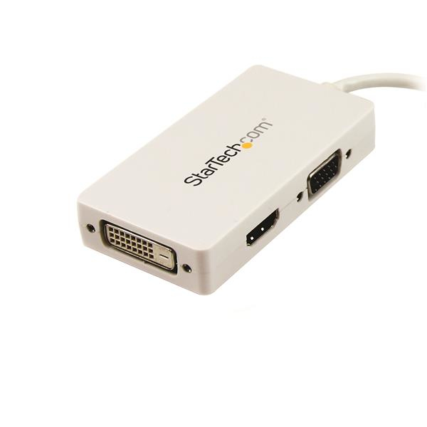 StarTech.com MDP2VGDVHDW videokabel adapter 0,15 m Mini DisplayPort DVI-D + VGA (D-Sub) + HDMI Hvid
