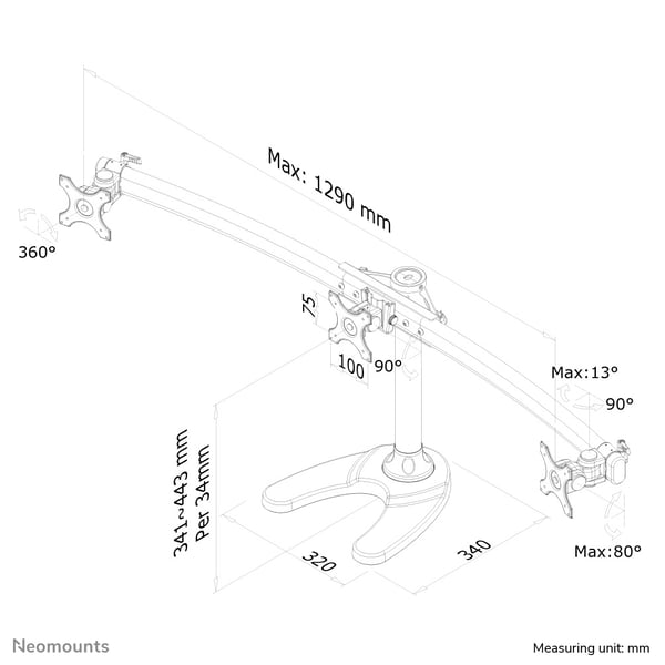 Neomounts FPMA-D700DD3 skærmbeslag og -stativer 68,6 cm (27") Skrivebord Sort
